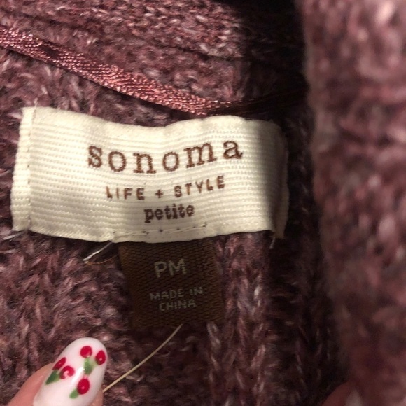 Sonoma Marron Knit Sweater Short Sleeve Cardigan Size Mp - Picture 7 of 9